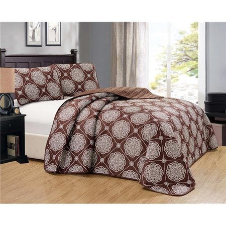DUCK RIVER Duck River KENNELLY 13300D=1 Bedspread Set For Bedding - Medallion Paisley - 3 Piece Set - Fits Full & Queen - Brown KENNELLY 13300D=1